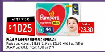 Changomas Pañales pampers supersec hiperpack oferta