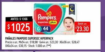 Walmart Pañales pampers supersec hiperpack oferta