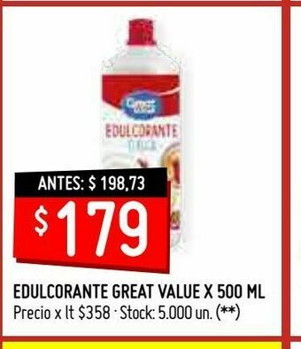 Walmart Edulcorante great value x 500 ml oferta