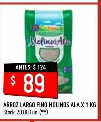 Walmart Arroz largo fino molinos ala x 1 kg oferta