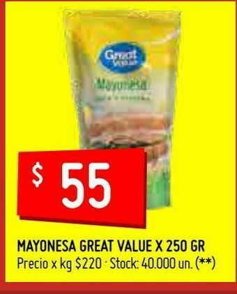 Walmart Mayonesa great value x 250 gr oferta