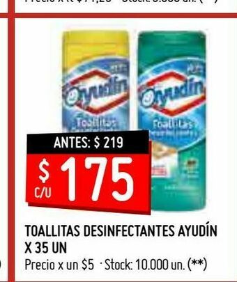 Walmart Toallitas desinfectantes ayudín x 35 un oferta
