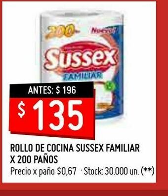 Walmart Rollo de cocina sussex familiar x 200 paños oferta