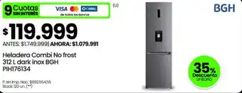 BGH heladera combi no frost 312 litros