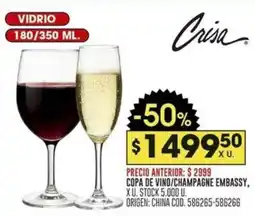 Coto Crisa copa de vino/champagne embassy oferta
