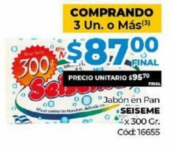 Diarco Seiseme Jabón en Pan x 300 Gr. oferta