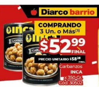 Diarco Inca Garbanzos x 350gr oferta