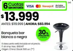 Changomas Banqueta bar blanca o negra oferta