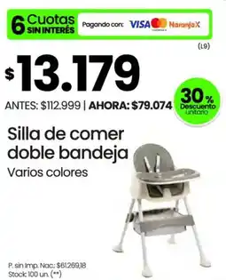 Changomas Silla de comer doble bandeja oferta