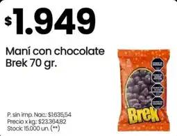 Changomas Brek maní con chocolate oferta