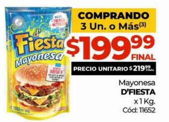 Diarco Mayonesa D'Fiesta x 1 Kg. oferta