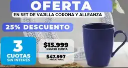 Supermayorista Vital En set de vajilla corona y alleanza oferta