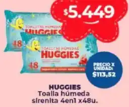 Supermayorista Vital Huggies toalla húmeda sirenita 4en1 oferta