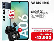Naldo Lombardi Samsung galaxy A06 + auriculares X3 oferta