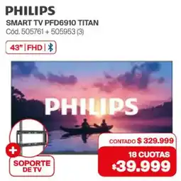 Naldo Lombardi Philips smart tv 43" + soporte de tv oferta