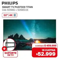 Naldo Lombardi Philips smart tv 50" + soporte de tv oferta
