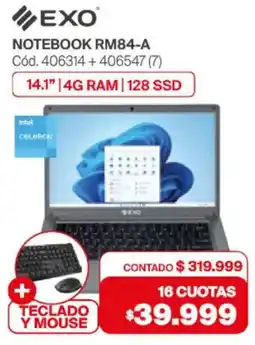 Naldo Lombardi Exo notebook RM84-A 14.1" + teclado y mouse oferta