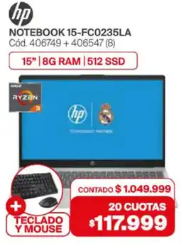 Naldo Lombardi Hp notebook 15-FC0235LA + teclado y mouse oferta