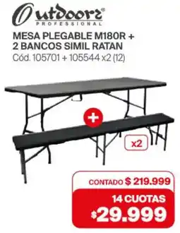 Naldo Lombardi Outdoors mesa plegable m180r + 2 bancos simil ratan oferta