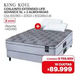 Naldo Lombardi King koil conjunto extended life advance xl + 2 almohadas oferta