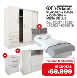 Naldo Lombardi Orlandi placard + cama + cómoda + mesa de luz oferta
