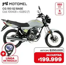 Naldo Lombardi Motomel CG 150 S2 base + linga de regalo oferta