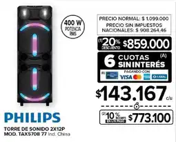 Carrefour Philips torre de sonido 2X12P MOD. TAX5708 77 oferta