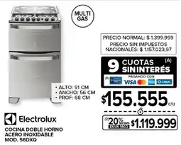 Carrefour Electrolux cocina doble horno acero inoxidable oferta