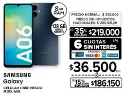 Carrefour Samsung galaxy A06 celular libre negro oferta