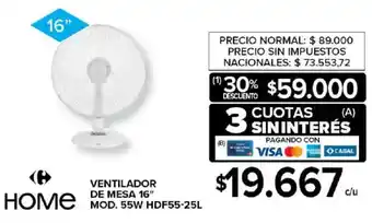 Home ventilador de mesa 16"