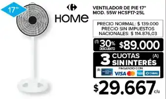 Carrefour Home ventilador de pie 17" oferta