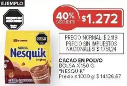 Carrefour Nesquik cacao en polvo bolsa oferta