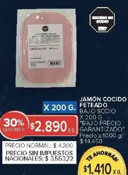 Carrefour Bajo precio garantizado jamón cocido feteado oferta