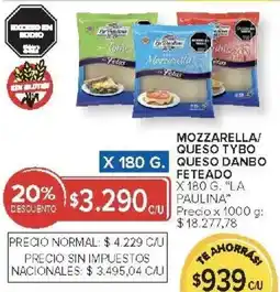 Carrefour La paulina mozzarella/ queso tybo queso danbo feteado oferta