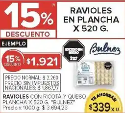 Carrefour Bulnez ravioles con ricota y queso plancha oferta