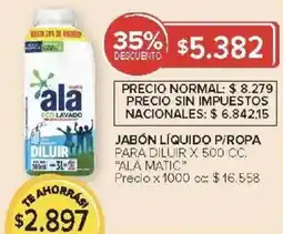 Carrefour Ala matic jabón líquido p/ropa para diluir oferta