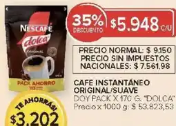 Carrefour Dolca cafe instantáneo original/suave doy pack oferta