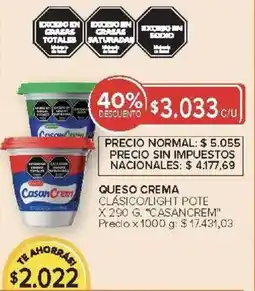 Carrefour Casancrem queso crema clásico/light pote oferta