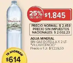Carrefour Villavicencio agua mineral sin gas botella oferta