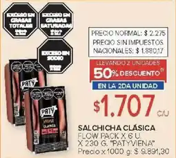 Carrefour Patyviena salchicha clásica flow pack oferta