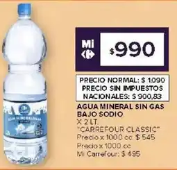 Carrefour Carrefour classic agua mineral sin gas bajo sodio oferta