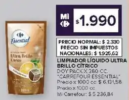 Carrefour Limpiador líquido ultra brillo cítrico doy pack oferta