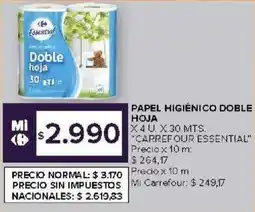 Carrefour Carrefour essential papel higiénico doble hoja oferta