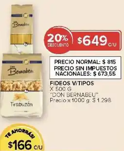 Carrefour Don bernabeu fideos v/tipos oferta