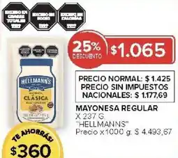 Carrefour Hellmann's mayonesa regular oferta