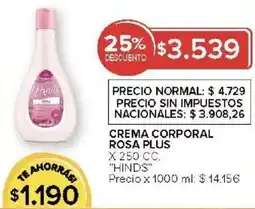 Carrefour Hinds crema corporal rosa plus oferta