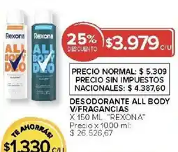 Carrefour Rexona desodorante all body v/fragancias oferta