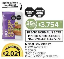 Carrefour Not chicken medallón crispy flow oferta