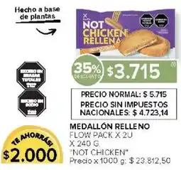 Carrefour Not chicken medallón relleno flow oferta
