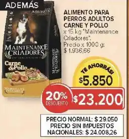Carrefour Maintenance criadores alimento para perros adultos carne y pollo oferta